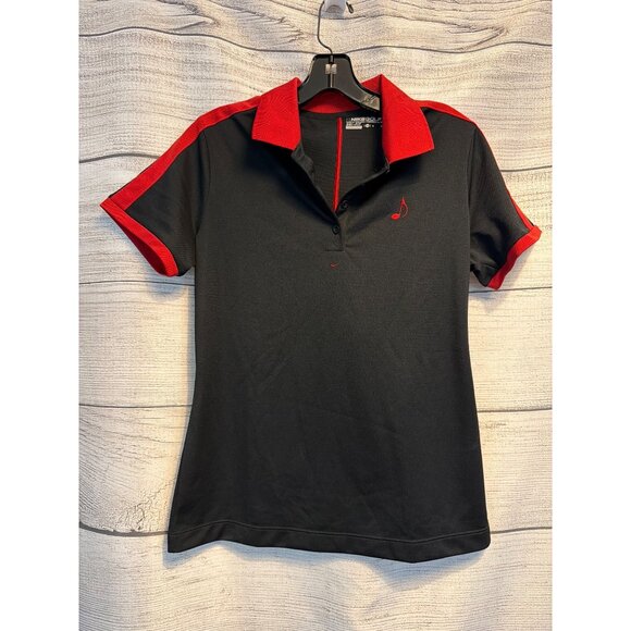 Nike Golf Black & Red Dri-Fit Polo Music Note Shirt Size M - Picture 1 of 3